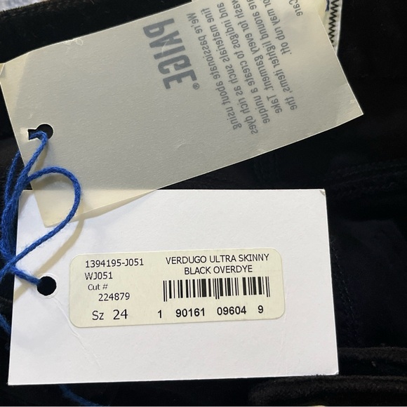 PAIGE VERDUGO ULTRA SKINNY BLACK OVERDYE VELVET JEANS 24 - Picture 5 of 7